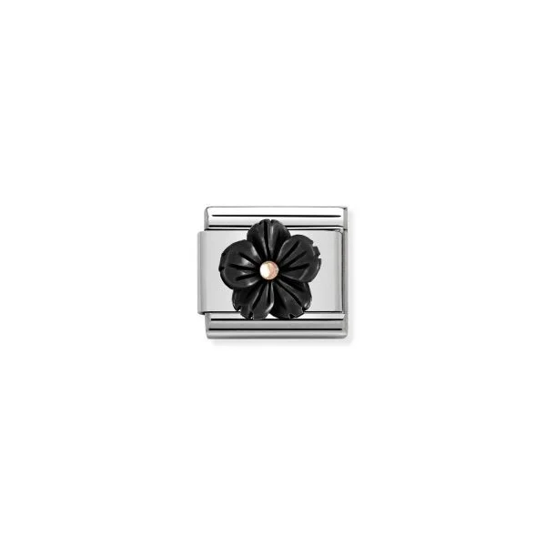 Nomination Composable Classic Unisex Link Flower in Onyx
