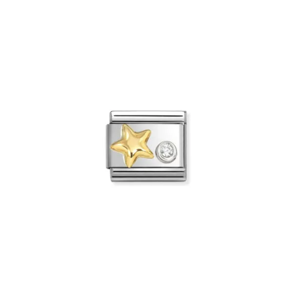 Nomination Composable Classic Unisex Link Gold Star & CZ set in silver