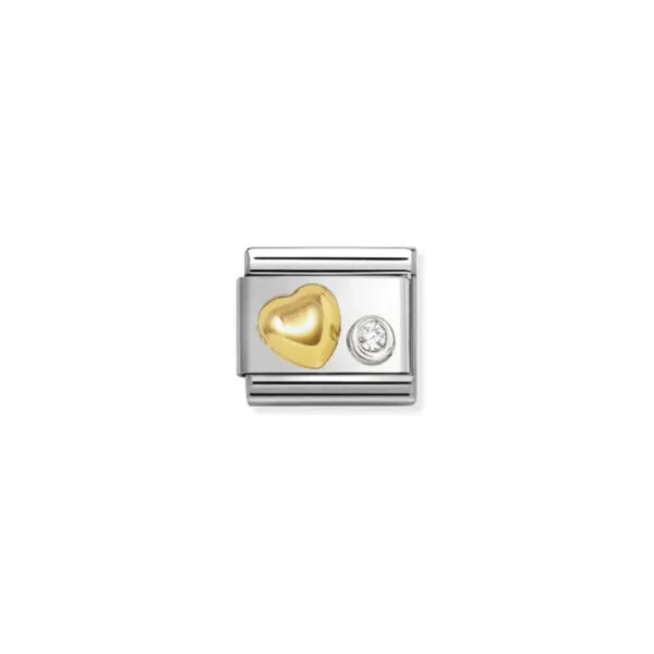 Nomination Composable Classic Unisex Link Gold Heart & CZ set in silver