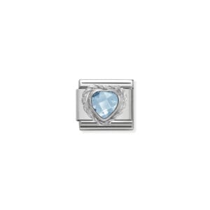 Nomination Composable Classic Unisex Link Heart-shaped Light Blue CZ