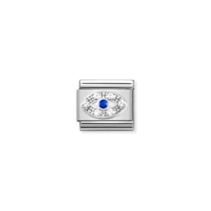 Nomination Composable Classic Unisex Link Eye with White and Blue CZ